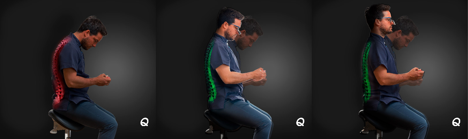 ergonomia senza e con occhiali ingrandenti