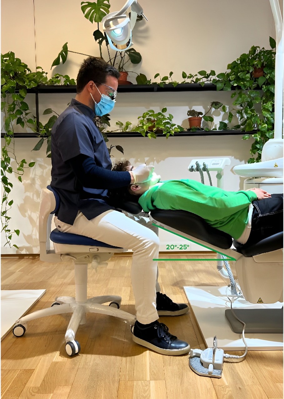 Esempio di angolazione perfetta del paziente odontoiatrico
